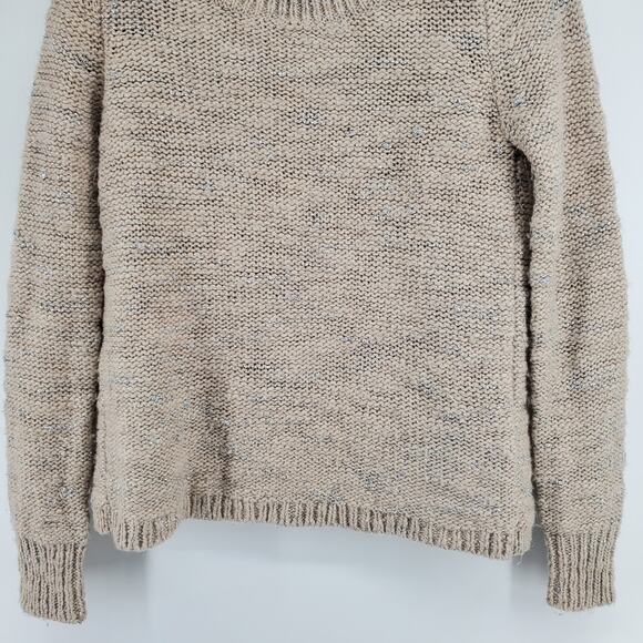 Banana Republic Neutral Tan Italian Wool Yarn Metallic Open Tulip Hem Back XS - Picture 3 of 10